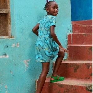 Tea Collection Girls Short Sleeve Twirl Dress Hibiscus Wax